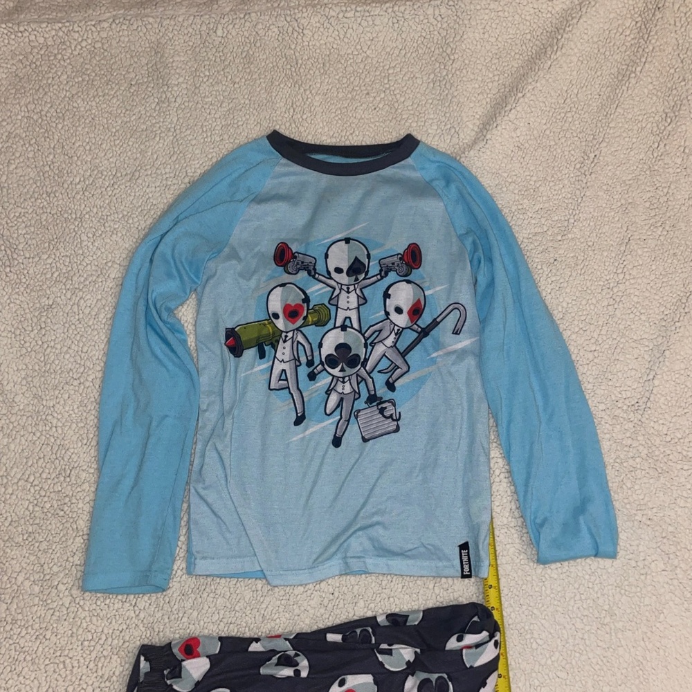 Fortnite Wild Card Characters Boys Top & Pants 2pc Pajama Set Sz L Gray & Black